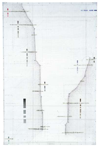 Imagen de la obra Torres gemelas y telegramas con escalas de colores
